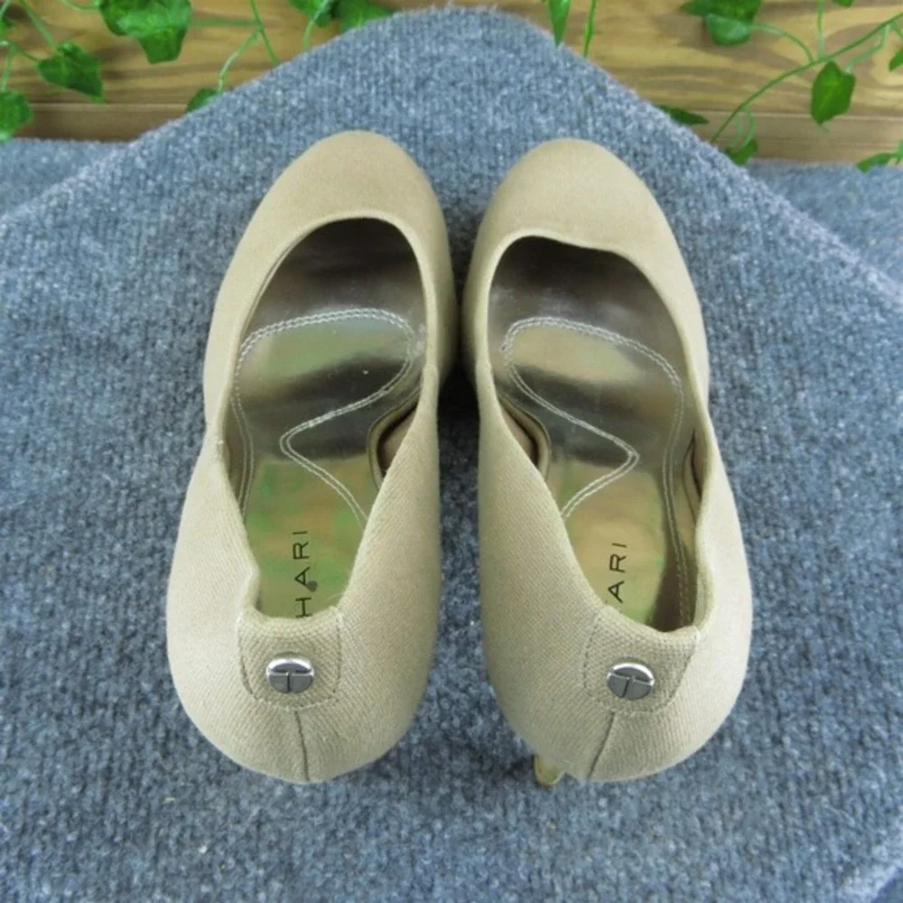 Tahari Sophia‎ Women Platform Heel Shoes Brown Fabric Size 8.5 Medium